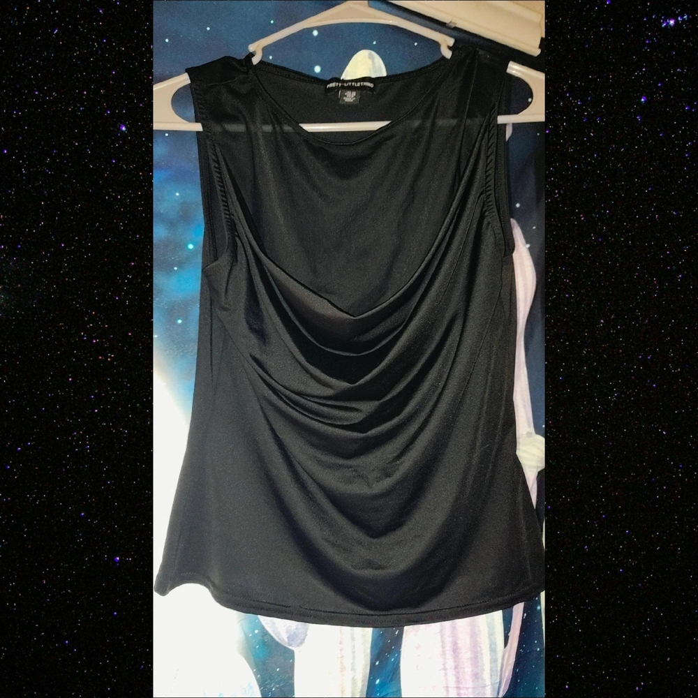 PrettyLittleThing Black Draped Blouse